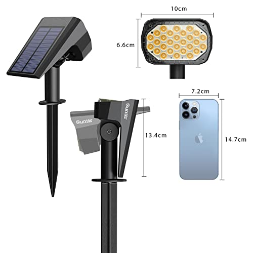 Quntis 6 Pack Solar Spot Lights Outdoor, Solar Garden Spotlights IP65 Waterproof, 3 Modes, Warm White, Crystal, Luxury Garden, Outdoor, Garden, Pool, Yard, Garage