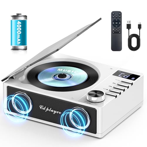 Greadio CD Player Tragbar mit Bluetooth 5.3, 4000mAh Wiederaufladbarer