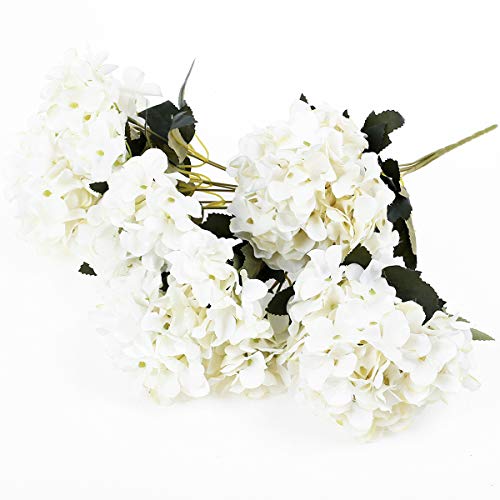 UltraOutlet 4 Packs White Silk Hydrangea Flowers with Vase 24 Heads Artificial Hydrangea Flowers Bouquets Arrangement Centerpiece for Weddings, Birthday Parties, Home and Office Decorations