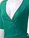 Doublju Deep V-Neck Fitted Surplice Wrap Crop Top (Plus size available) PEACOCKGREEN MEDIUM