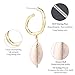 925 Sterling Silver Natural Cowrie Shells Semicircle Hoop Conch Seashell Drop Dangle Earrings 14K Gold Plated Fashion Jewelry for Women Girls (A-Cowrie Shells)