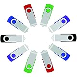 JOIOT 16GB USB 2.0 Thumb Swivel Flash Drive Memory Stick Jump Drives with 5 Lanyards(5 Colors, Pack of 10)