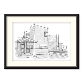 Black Paper Framed Canvas Wall Art for Living Room, Bedroom Black and White Structure Canvas Prints for Home Decoration Ready to Hanging - 23x31 inches