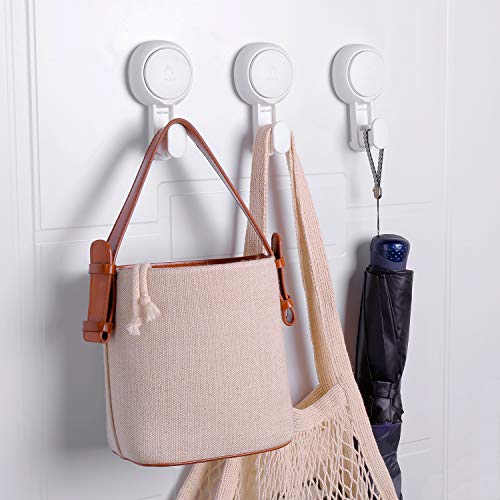 Budget & Good Suction Cup Hooks Bathroom Shower Suction Hooks 4 Pack Heavy Duty Wreath Hanger Holder Hooks for Towel Loofah Sponge Waterproof
