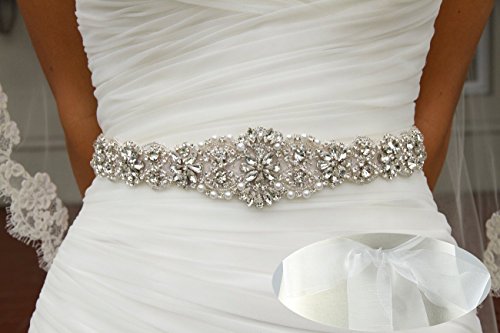 QueenDream White Organza bridal sash belt bridesmaid sashes wedding bridal sash rhinestone bridal belt vintage bridal sash