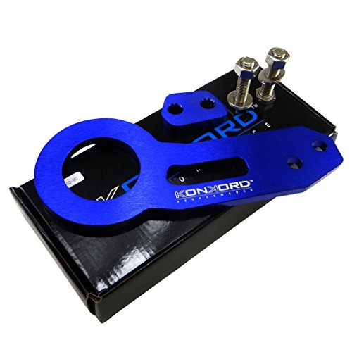 Konkord Performance JDM Anodized Billet Aluminum Racing Rear Tow Hook Kit CNC Paint Blue TH1002-BU