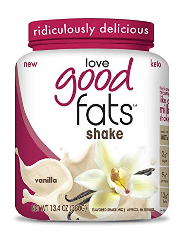 Love Good Fats - Vanilla Milkshake Keto Grass Fed Protein Powder with Mct Oil - Gluten-Free & Low Carb - Promotes Weight Loss & Suppresses Appetite Perfect for Ketogenic Diets - 10 Servings