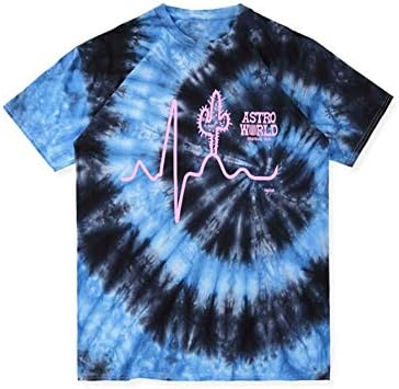 Fashion Travis Scott Astroworld Tie Dyeing Letter Cactus Print Casual T-Shirt for Men/Women
