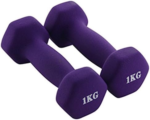 Hexagon Dumbbell Women Pair Of Dumbbells Set Of 2 Covered With Neoprene Children Home Fitness Equipment (Purple, 1KG)