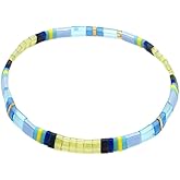 Sonateomber Tila Flat Beaded Stretch Bracelets for Women, Trendy Unique Colorful Square Beads Handmade Stack Bracelet Friendship Accessories Fashion Jewelry Gift