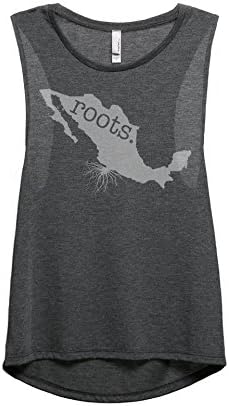 Thread Tank Home Roots Mexico Women's Sleeveless Muscle Tank Top Charcoal Grey Small