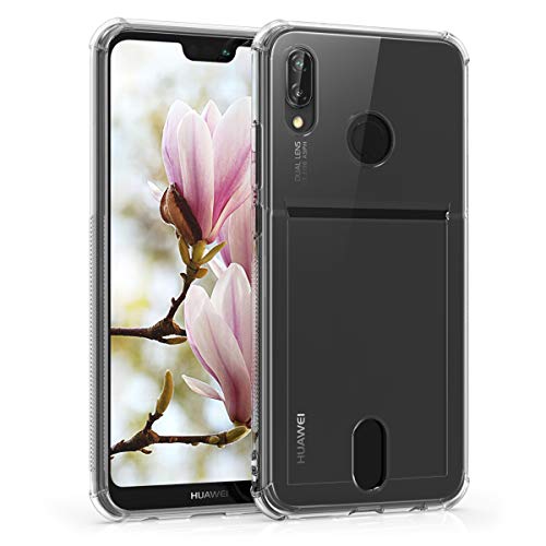 kwmobile Crystal TPU Case for Huawei P20 Lite - Protective Phone Case with ID Card Slot Holder for Photos Bills Cards - Transparent