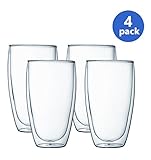 Bodum Pavina Double Wall Glass, Medium, 12-Ounce, Clear Set of 4