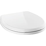 Delta Faucet Wycliffe Slow Close Round Toilet Seat with Non-Slip Seat Bumpers, Soft Close Toilet Seat Round, Toilet Seat Slow