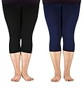 Zando Women's Lightweight 3/4 Length Basic Plus Size Breathable Leggings