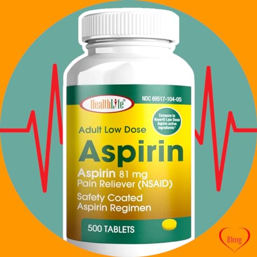 HEALTH LFE Healthlife Aspirin 81 mg (500 Enteric Coated Tablets) Adult Low Dose Strength Pain