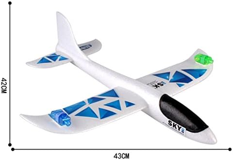 Toy airplane model, COOL99 Foam Throwing Glider Inertia Led Night Aircraft Toy Hand Launch Airplane Model (A, Blue)