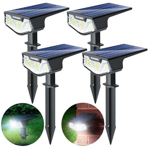 SUNNMO Set of 4 Powerful Solar Outdoor Garden Lights, Outdoor Solar Light with 3 Modes, IP65 Waterproof Solar Outdoor Lighting for Garden, Pathway, Cold White