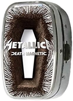 Turekk Custom Metallica Death Magnetic Personality Style Sliver Stainless Steel Square Pill Box Pill Case Vitamins Organizer
