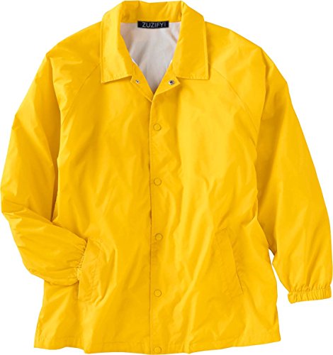 ZUZIFY Nylon Snap Front Coaches Windbreaker Jacket. JR0831 X-Large Sunray Yellow
