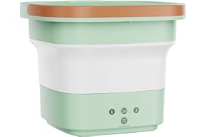 ZIAERKOR Portable Mini Washing Machine Lightweight travel, Small Clothes washer for apartments, Foldable washing machine Perfect for Camping, Travelling (GREEN)
