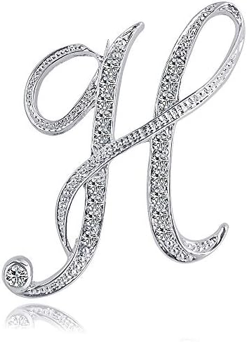 Letter Brooch Pins Initial Rhinestone Brooch for Women Corsage Crafts Silvery