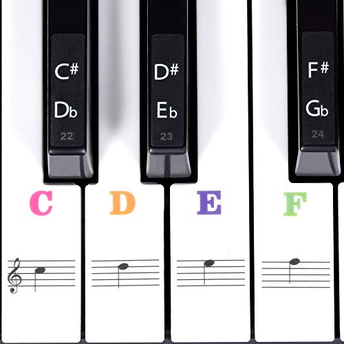 Colorful Piano Stickers for Keys, 88/61/54/49/37 Key Keyboard Stickers, Coated with Long Lasting Adhesive Material, Can be Pasted Repeatedly, Piano Keyboard Letters Notes Label for Beginners and Kids
