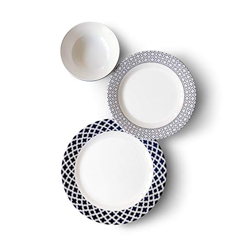 Bowla 12Piece Melamine Dinnerware Set Service for 4 (Bluegrass), BPA
