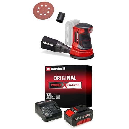 Einhell TE-RS 18 Li-Solo Power X-Change 18V Cordless Random Orbital Sander With Battery And Charger | Eccentric Disc Sander For Wood, Plastic And Metal | Sander With Dust Collection