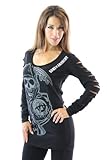 Sons of Anarchy Reaper Long Sleeve Laser Cut Juniors Black T-shirt (Juniors Medium)
