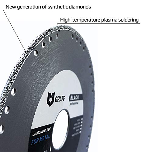Diamond Metal Cutter GRAFF Black 4 1/2-Inch, Professional Angle Grinder Cutting Wheel, Sheet Metal Cutter, Cut Off Wheel 7/8-Inch Arbor - 3x Longer Metal Max Wheel Life (115mm)