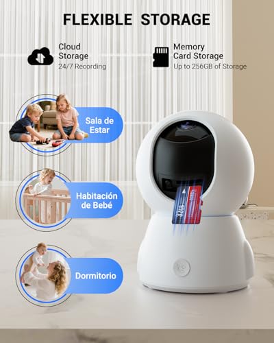 E T EASYTAO P210 Cámara de Seguridad Interior 2MP con Llamada de un Solo Clic, App Trishome o Icsee, Audio Bidireccional, Visión Nocturna, Seguimiento de Movimiento y Compatible con Alexa