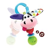 Musical Activity Rattle- Motion Activated Cow Rattle with Music- Activity Toy for Babies 0 months and Older