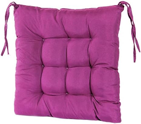 Indoor Seat Pads Dining Kitchen Square Cotton Chair Cushion Soft Foam Purple Adult Tie On Padded for Office Hotel Restaurant Household Patio 38x38x4cm