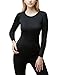 TSLA Women's Thermal Long Sleeve Tops, Mock Turtle & Crew Neck Shirts, Fleece Lined Compression Base Layer, Round Neck Wintergear Black, Medium