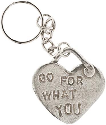 Go For What You Want Pewter Heart Key Ring