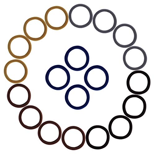 Thick Hair Ties, BETITETO 20 Pieces Seamless Ponytail Holders Scrunchies Women Cotton Stretch Hair Elastics for Thick Heavy or Curly Hair (Multicolor - Dark Color)
