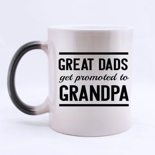 Nice Mug GREAT DADS get promoted to GRANDPA Heat Color Changing Mug Magic Coffee Mug Ceramic/11 Oz Morphing Mug - Best Gift For Father's Day,Birthday,Christmas And New Year