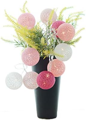 Cotton Ball String Fairy Tale Lam, Siomentdi Wedding Romantic Lamp | Bedroom Warm Light | Living Room Decoration Lamp | Ball Decoration Light String(Pink, 1.5M 10Balls, Battery)