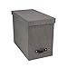 Bigso John Desktop File Box - Storage Solution and Document Organizer for Important Paperwork - Durable Hanging File Box with a Lid and Leather Handle - 7.4 in x 13 in x 10.4 in - Grey