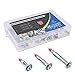 Glarks 60Pcs Heavy Duty 1/8 inch 35/46/59mm Zinc Plated Steel Molly Bolt Drive Hollow Drive Wall Anchor Screws Assortment Kit