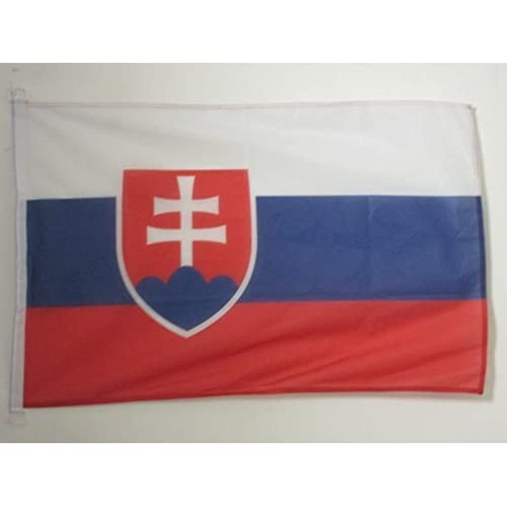AZ FLAG - Slovakia Flag - 2x3 Ft - For Outdoor - Slovak Banner Knitted Polyester with Two Plastic Rings - Fade Resistant - Vivid Colors - 2' x 3' Feet - 90x60 Cm