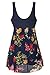 wantdo Women's Plus Size Swimdress Flower Printed Swimwear Cover Up Swimsuits Navy Red US 18-20