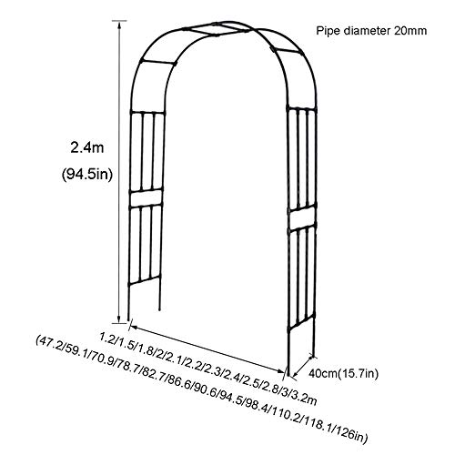 GEREP Rosenbogen Torbogen aus Metall Gartenbogen, witterungsbeständig, für Kletterpflanzen und Rosen/Schwarz / W3.2×H2… – Bild 3