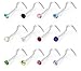 Fly-love® 20pcs Stainless Steel Crystals Nose Studs Rings Bone Bar Pin Piercing Jewelry