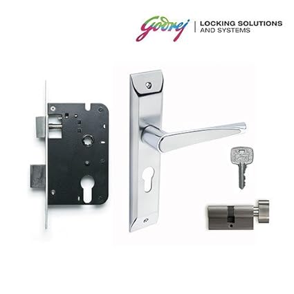 Godrej NEH 09 1CK Zinc Alloy Door Handle Set with Lock Body and Cylinder, 20cm