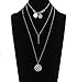 MOLOCH Layered Choker Necklace Boho Delicate Chain Insignia Coin Pendant Necklace Set Women Jewelry (Silver)