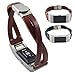 For Fitbit Charge 2 Bands, Gotd Replacement Leather Wristband Band Strap Bracelet For Fitbit Charge 2, Large Small (Brown)