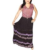 Mogul Interior Women's Peasant Skirts Black Tie- Dye Gypsy Bohemian Maxi Skirts ML