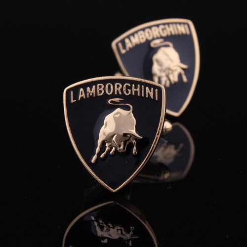 abanyan Car Logo Cufflinks (Lamborghini Logo Black & Gold Cuff links)